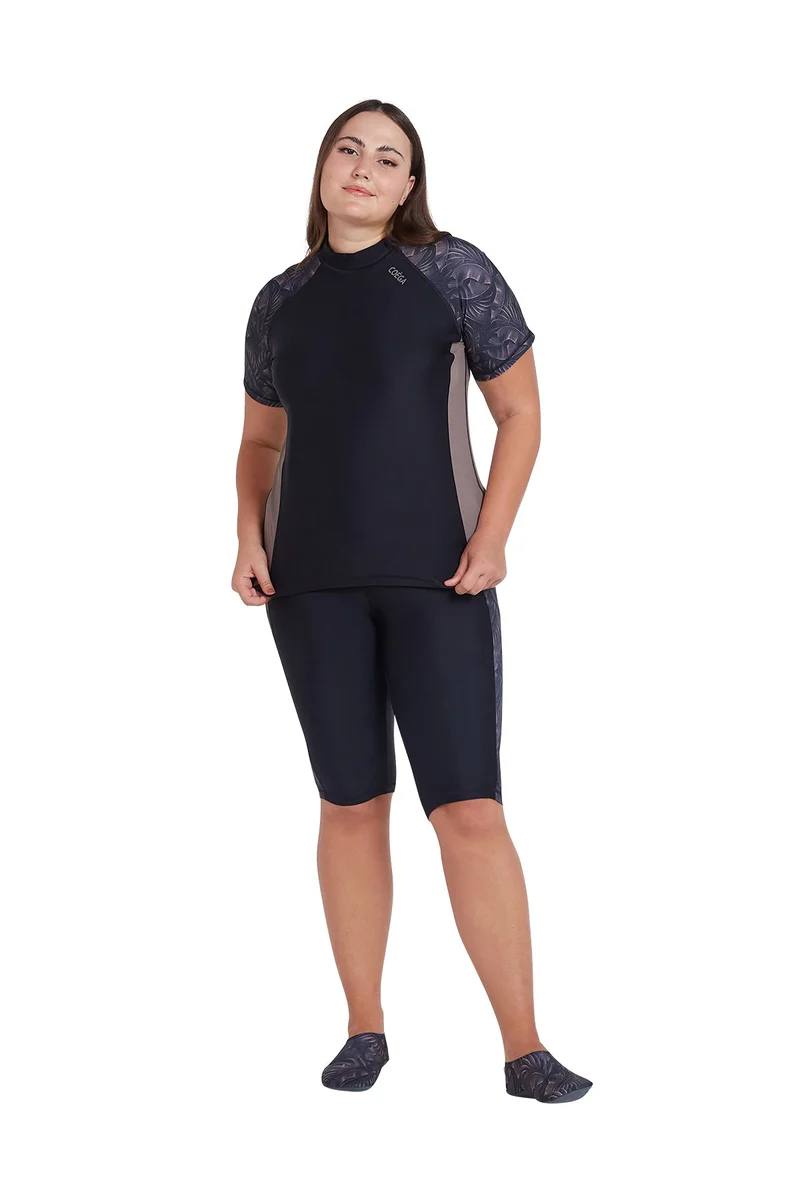 COEGA SUNWEAR  COEGA  Ladies Ladies Rashguard Short Sleeve - Nero Silver Tropical for Women | Best Price UAE